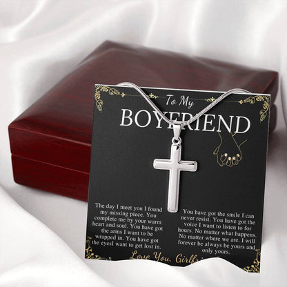 Gift For Boyfriend Christian Cross Necklace From Girlfriend, Boyfriend Anniversary Jewelry, Cross Necklace Message Card,Christmas Gift #0879