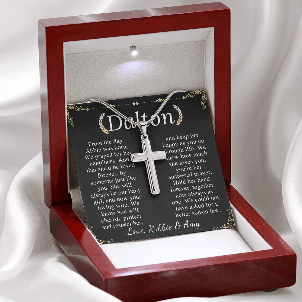 Son-In-Law Wedding Gift, Cross Necklace for Son In Law, Gift for Son In Law for Wedding Day, New Son-In-Law, Cross Necklace Wedding Gift dalton