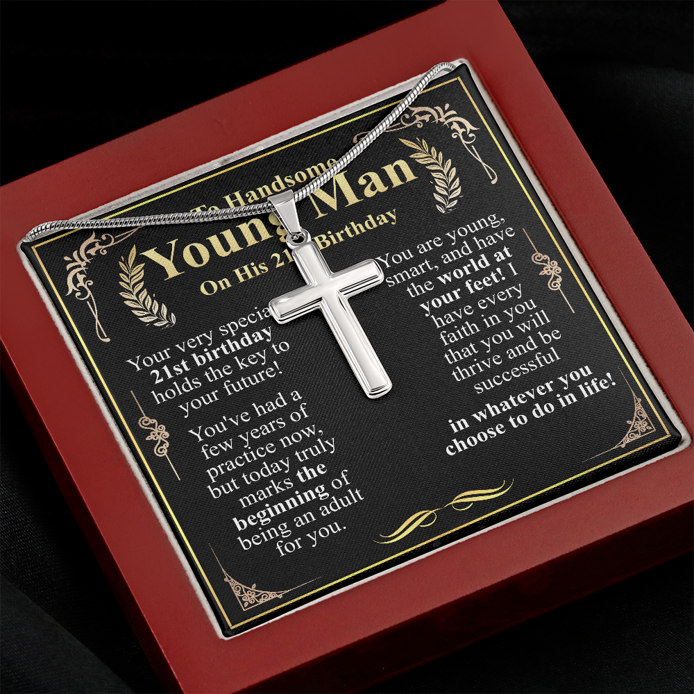 To a handsome young man on his 21st birthday cross