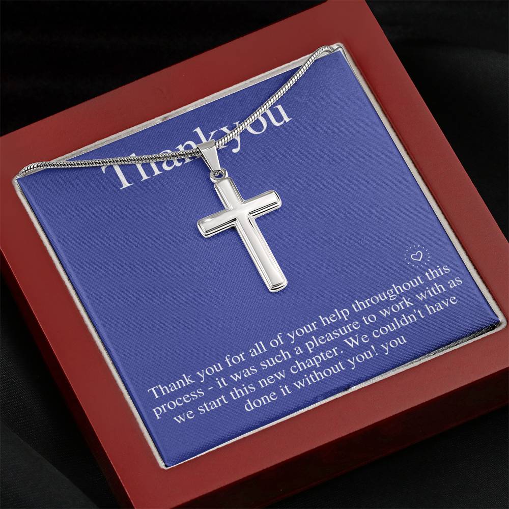 Thank You Cross Necklace, Thank You Gift For Him, Appreciation Gift, Gratitude Gift, Thank You Jewelry, Christmas Gift, Birthday Gift #0702