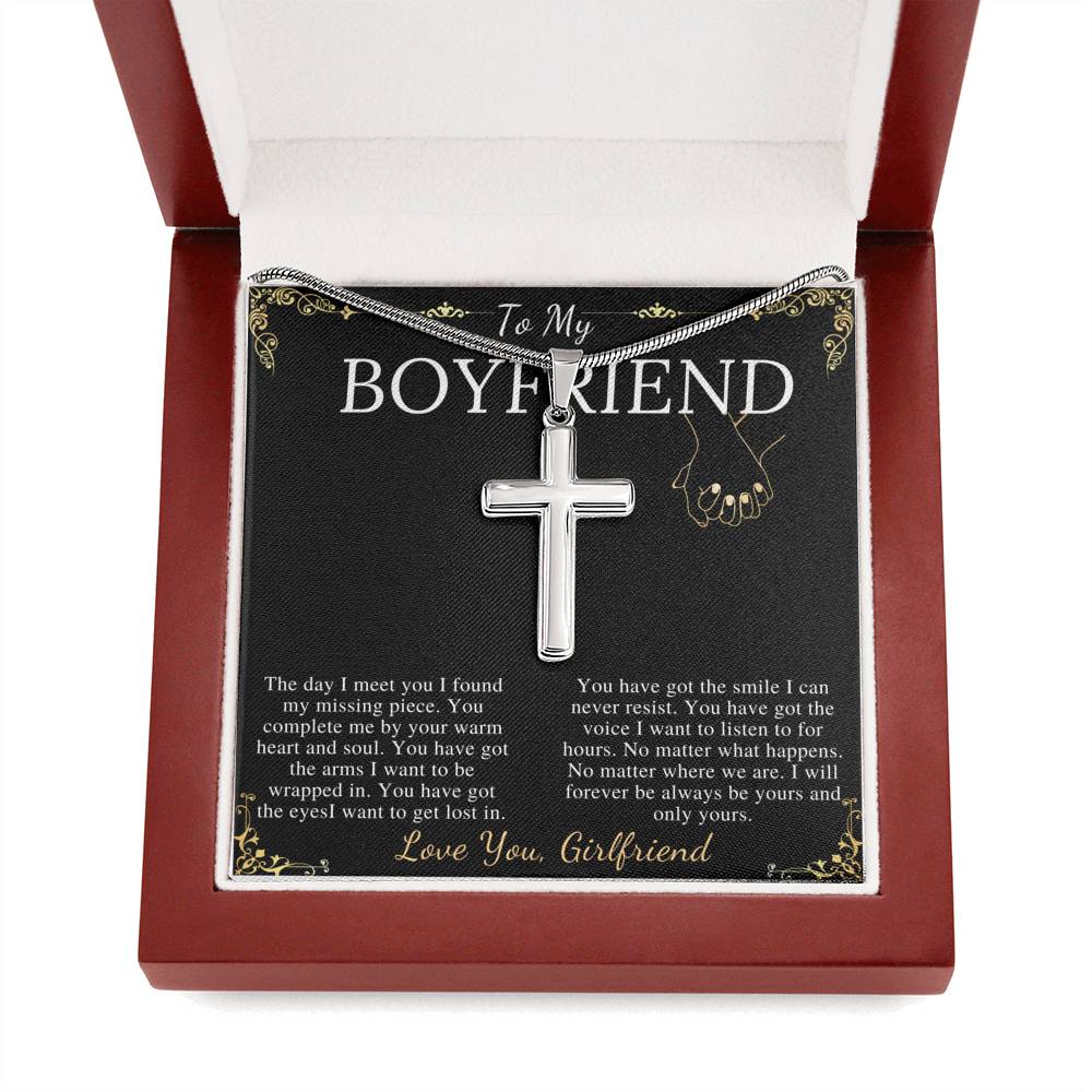 Gift For Boyfriend Christian Cross Necklace From Girlfriend, Boyfriend Anniversary Jewelry, Cross Necklace Message Card,Christmas Gift #0879