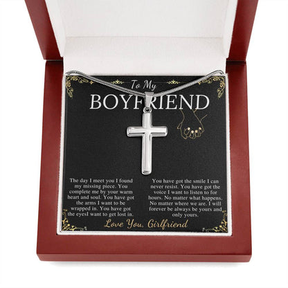 Gift For Boyfriend Christian Cross Necklace From Girlfriend, Boyfriend Anniversary Jewelry, Cross Necklace Message Card,Christmas Gift #0879