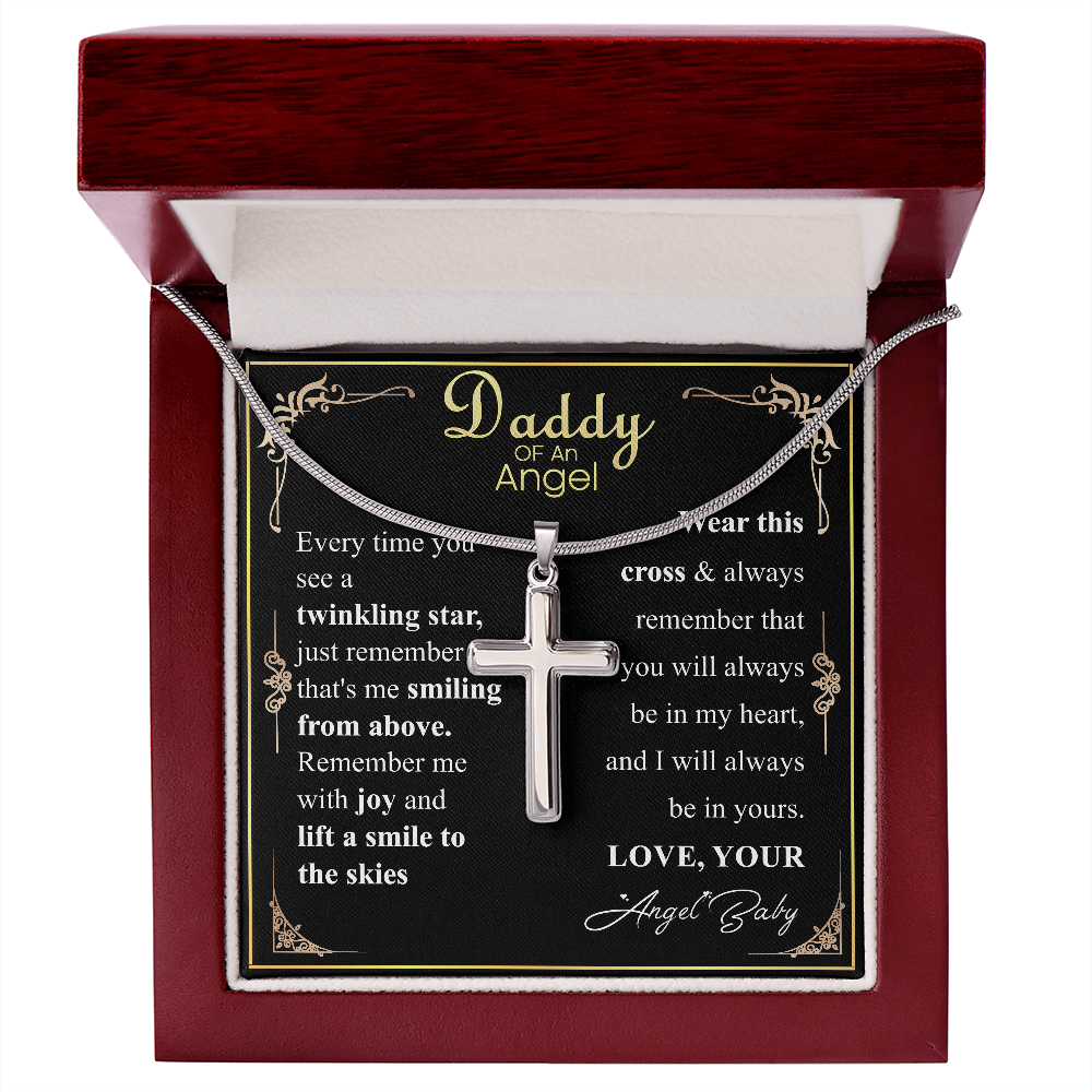 Personalized Miscarriage Baby Cross Necklace for Dad From Baby, Fathers Day Gift Necklace, Baby Loss message Card Gift, Wife Pregnancy Loss