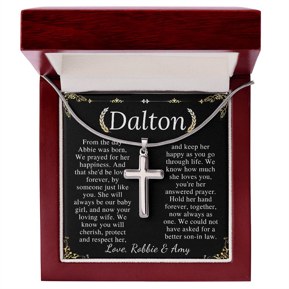 Son-In-Law Wedding Gift, Cross Necklace for Son In Law, Gift for Son In Law for Wedding Day, New Son-In-Law, Cross Necklace Wedding Gift dalton