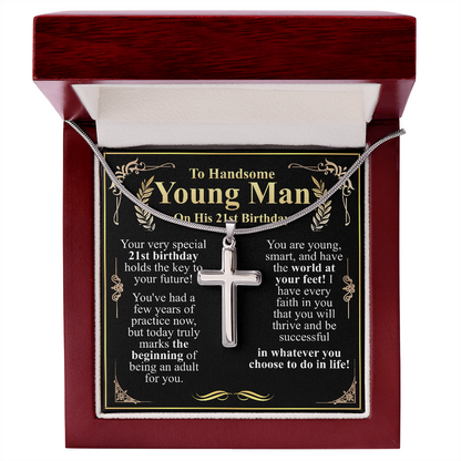 To a handsome young man on his 21st birthday cross